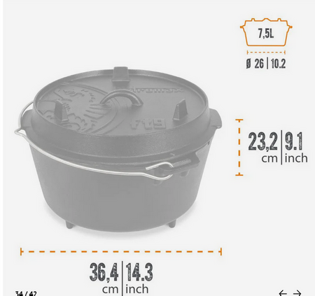 Żeliwny garnek na nóżkach ft9 Petromax 7,5 litra + szczotka