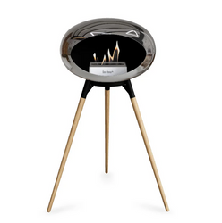 Biokominek  Chromed Silver Ground Wood High - Le Feu