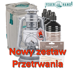 Nowy Zestaw przetrwania 200h: Lampa naftowa Feuerhand + paliwo 3L + torba + knoty