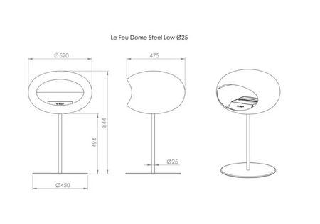 Biokominek Dome Mocca Ground Steel Low - Le Feu